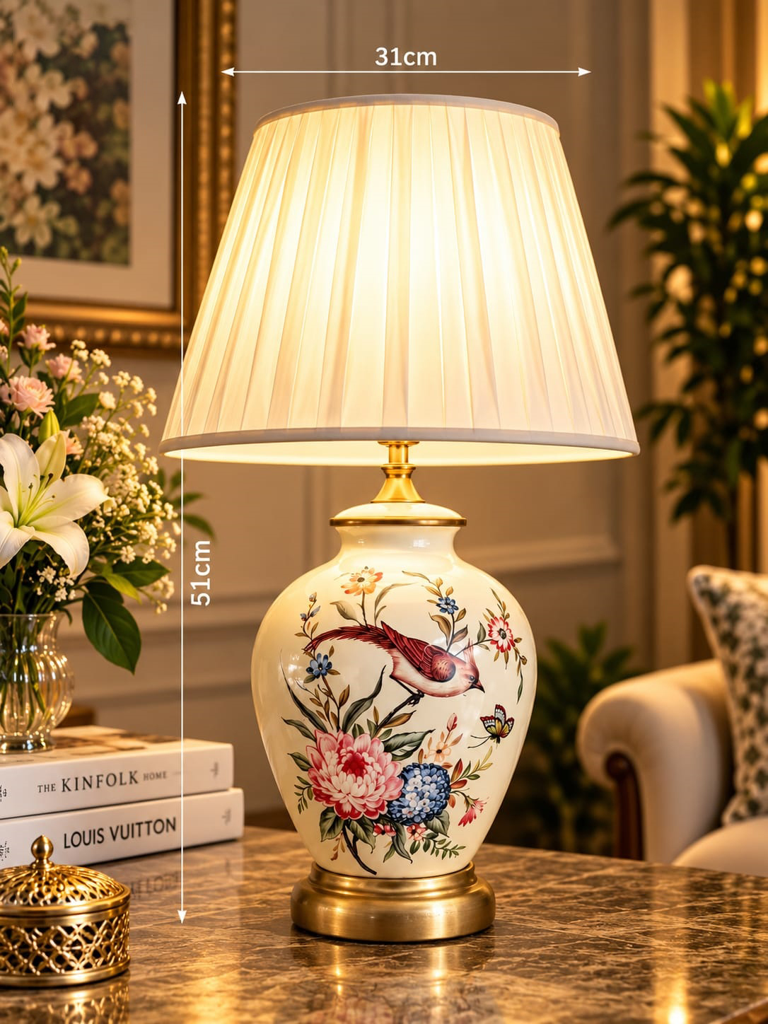 WhatsApp Image 2026-10-08 at 11.50.45 PM Bird & Peony Ceramic Table Lamp - Image 1