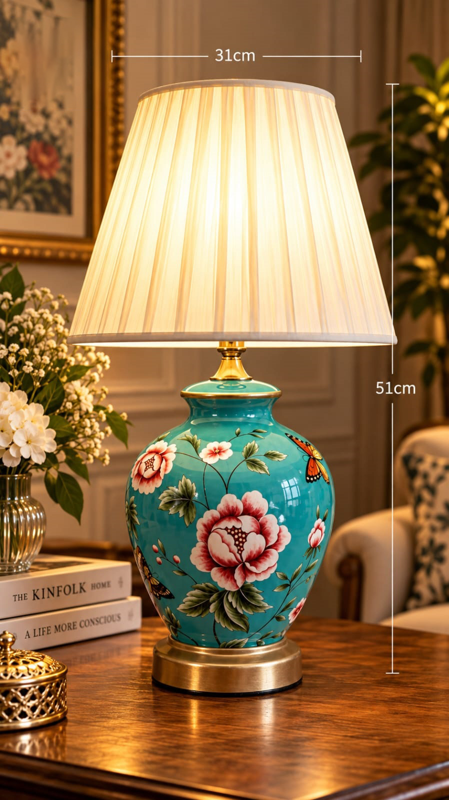 WhatsApp Image 2026-10-08 at 11.50.47 PM Peony & Butterfly Ceramic Table Lamp - Image 1